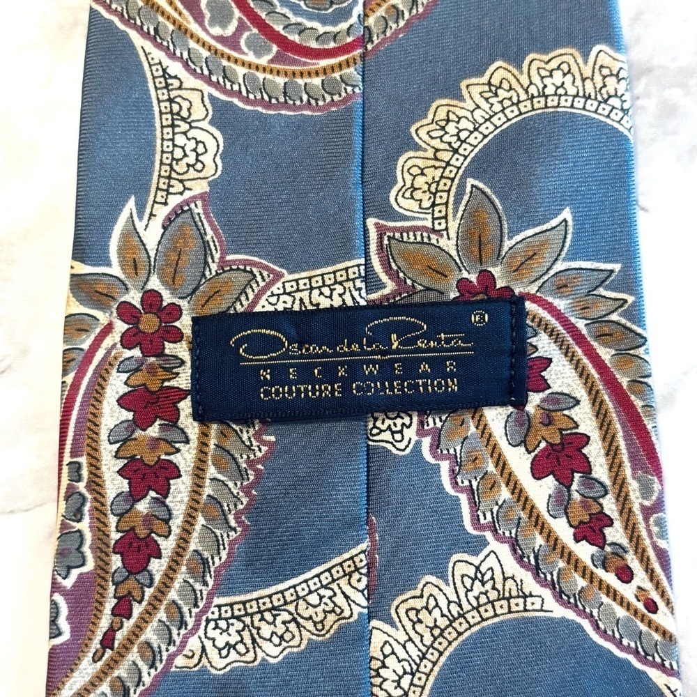 Oscar De La Renta Neckwear Couture Collection Vintage Paisley Silk Tie - Picture 4 of 6